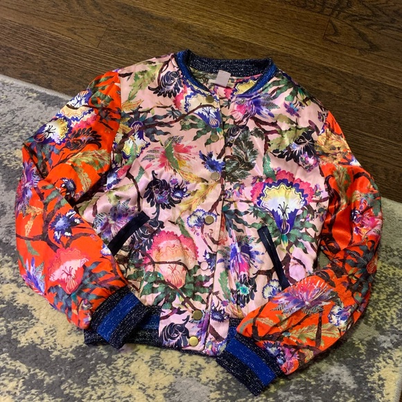 H&M Floral Silk Bomber Jacket Size 4 Excellent Condition Sold Out - Picture 3 of 8